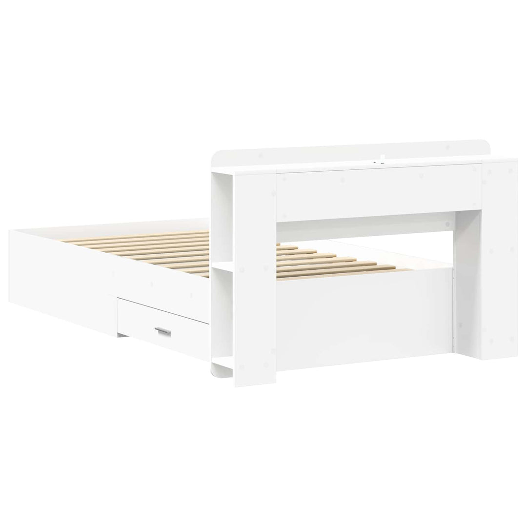 Sengestel med opbevaring Hvid 80 x 200 cm Konstrueret træ