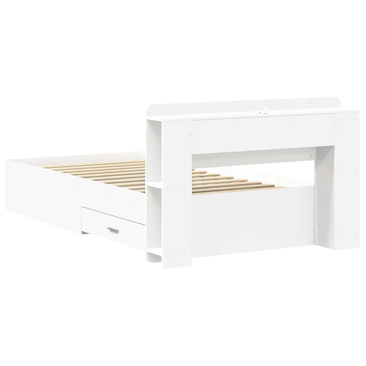 Sengestel med opbevaring Hvid 80 x 200 cm Konstrueret træ