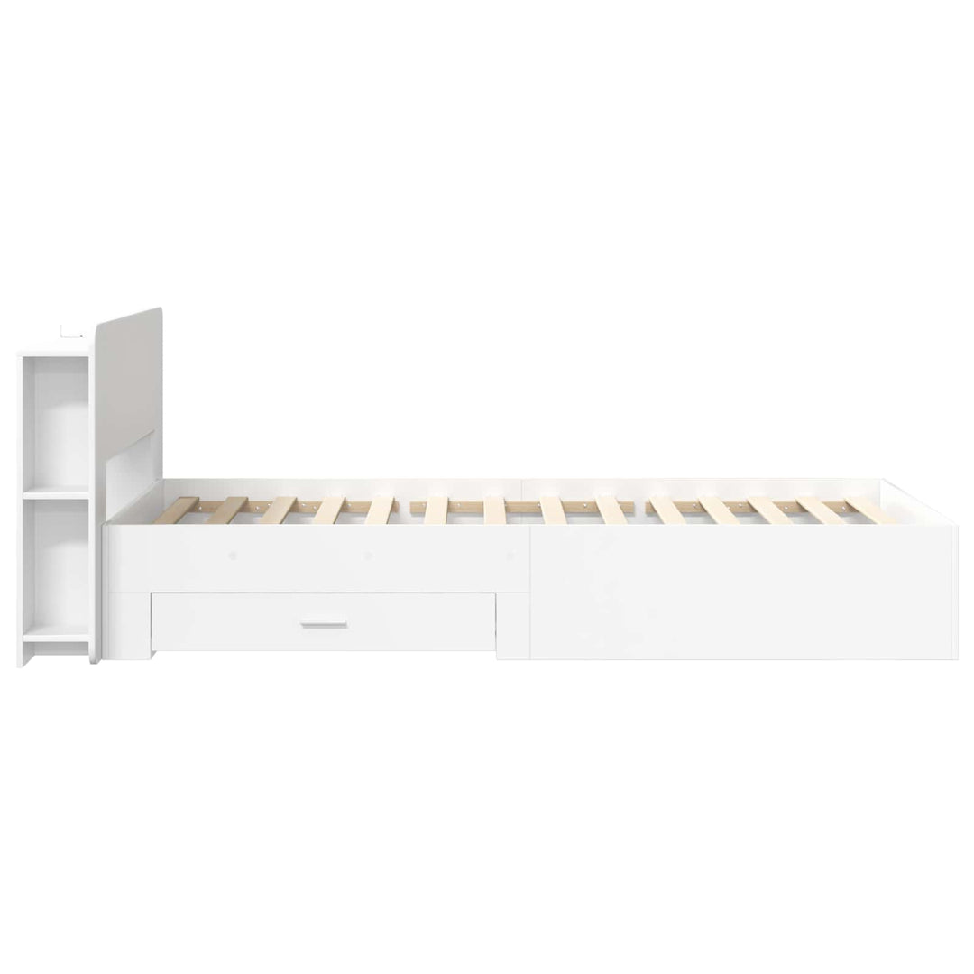 Sengestel med opbevaring Hvid 80 x 200 cm Konstrueret træ