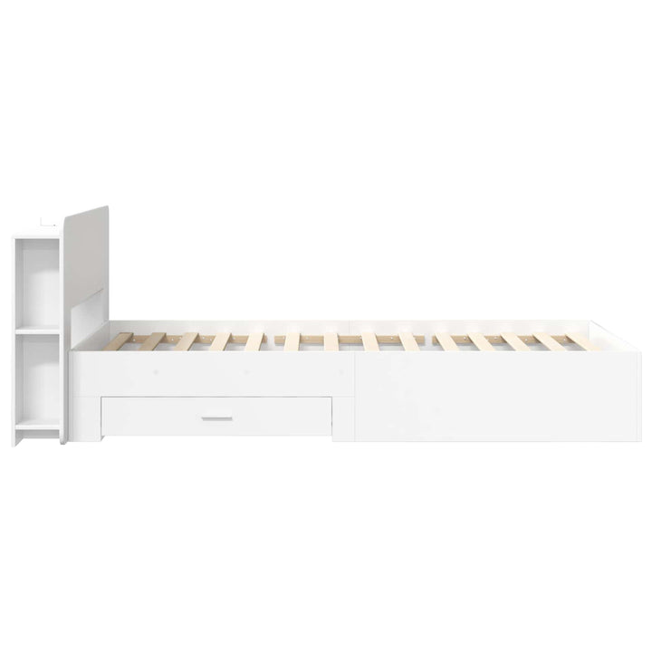 Sengestel med opbevaring Hvid 80 x 200 cm Konstrueret træ