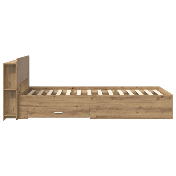 Sengestel med opbevaring med hovedgærde Artisan-eg 100 x 200 cm