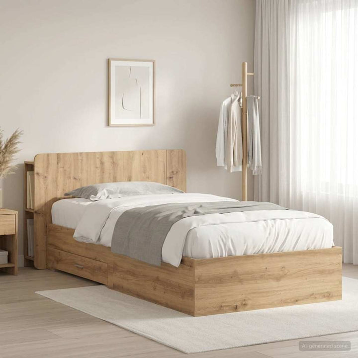 Sengestel med opbevaring Artisan-eg 90 x 200 cm Konstrueret træ