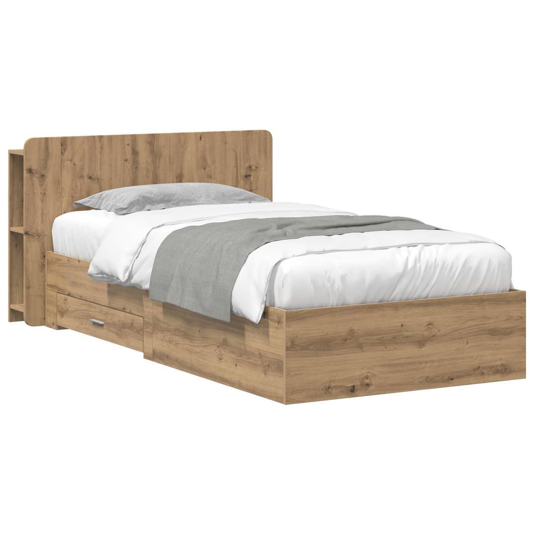 Sengestel med opbevaring Artisan-eg 90 x 200 cm Konstrueret træ