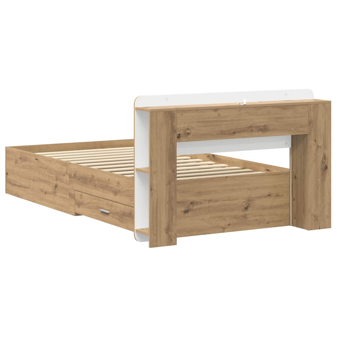 Sengestel med opbevaring Artisan-eg 90 x 200 cm Konstrueret træ