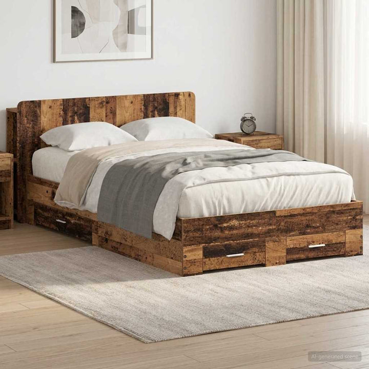 Sengestel med opbevaring Gammelt træ 120 x 190 cm