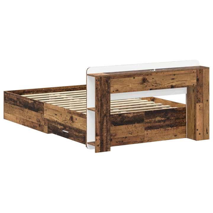 Sengestel med opbevaring Gammelt træ 120 x 190 cm