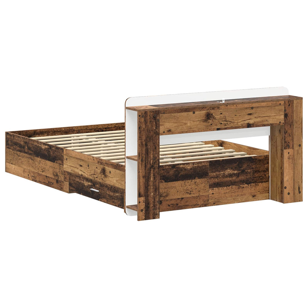 Sengestel med opbevaring Gammelt træ 120 x 190 cm