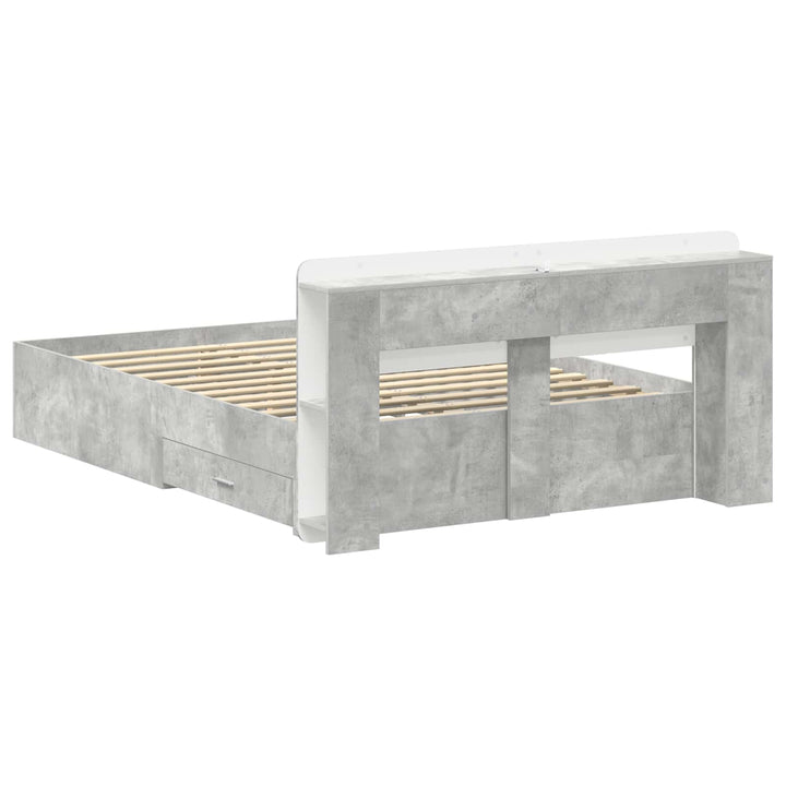 Sengestel med opbevaring Betongrå 150 x 200 cm Konstrueret træ