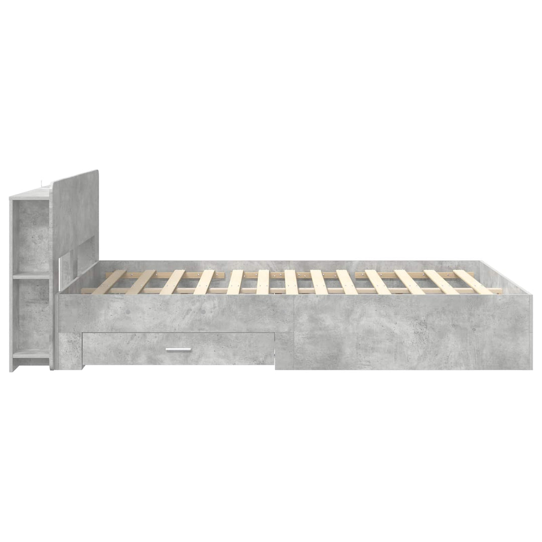 Sengestel med opbevaring Betongrå 150 x 200 cm Konstrueret træ