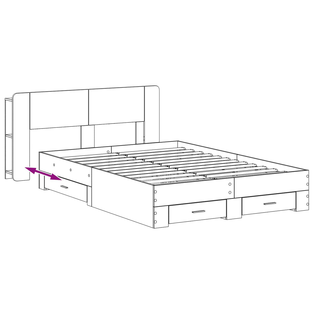 Sengestel med opbevaring Sonoma-eg 150 x 200 cm Konstrueret træ