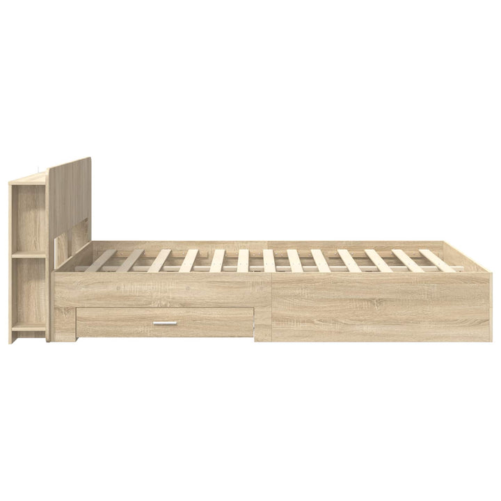 Sengestel med opbevaring Sonoma-eg 150 x 200 cm Konstrueret træ