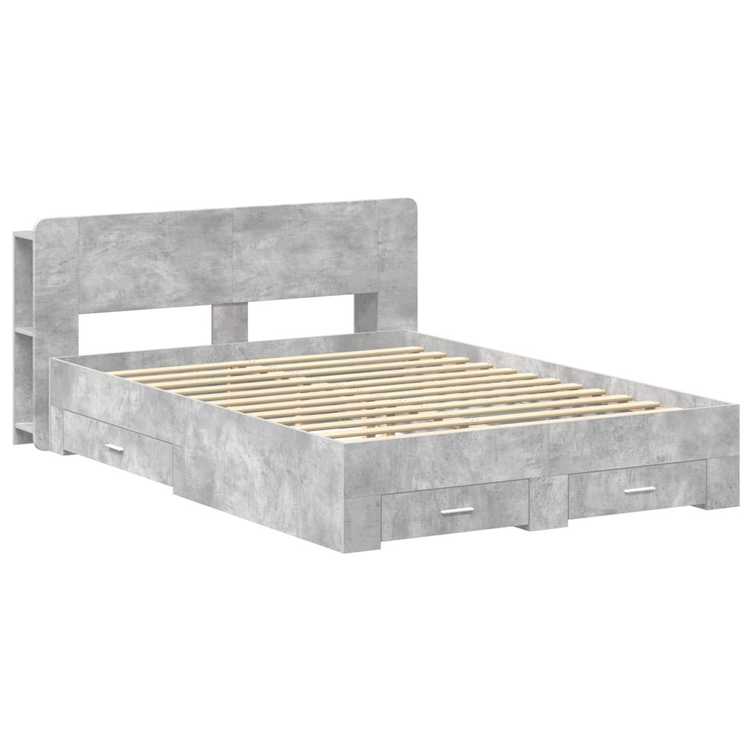 Sengestel med opbevaring Betongrå 160 x 200 cm Konstrueret træ