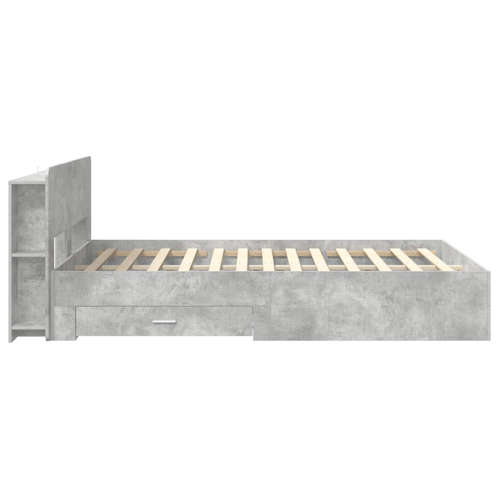 Sengestel med opbevaring Betongrå 160 x 200 cm Konstrueret træ