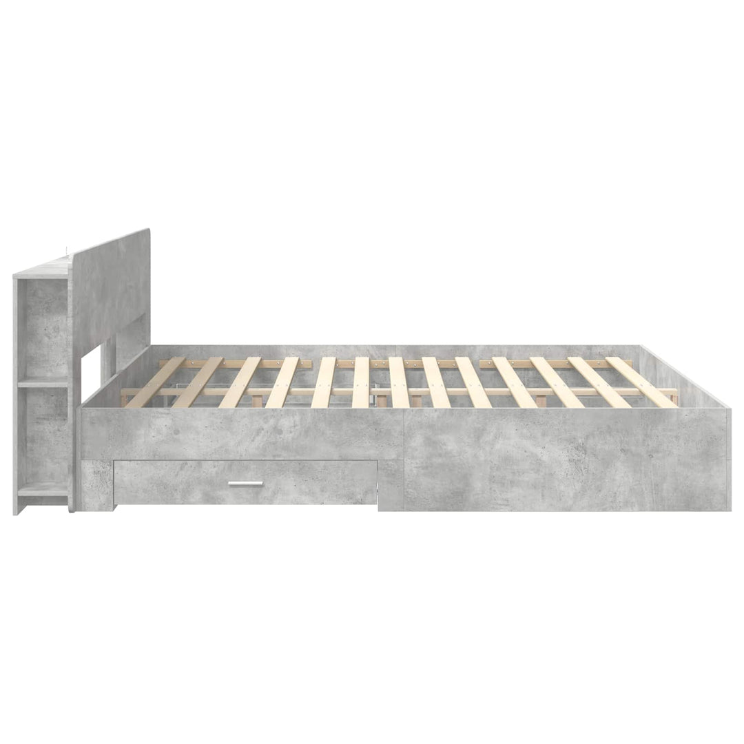 Sengestel med opbevaring Betongrå 200 x 200 cm Konstrueret træ