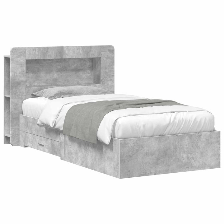 Sengestel med opbevaring Betongrå 75 x 190 cm Konstrueret træ
