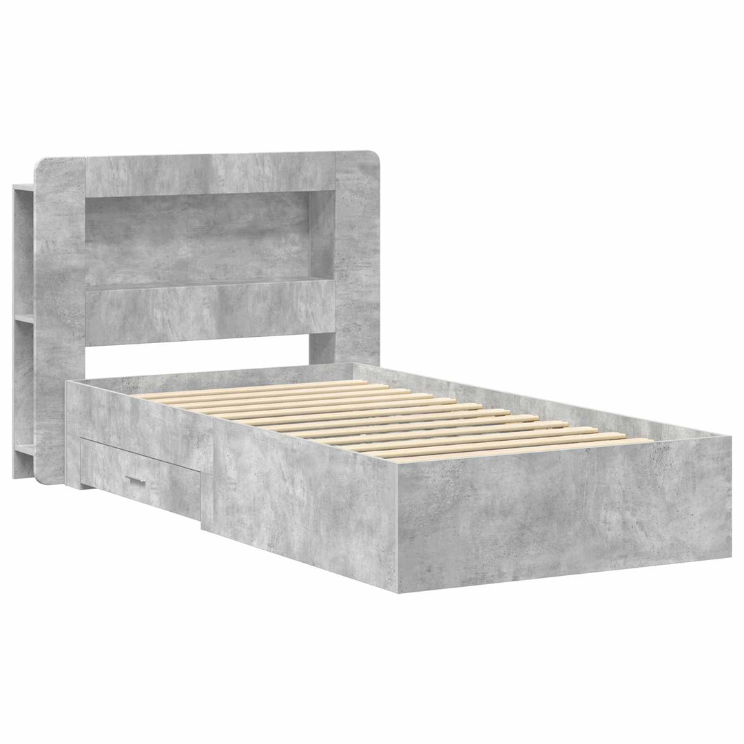 Sengestel med opbevaring Betongrå 75 x 190 cm Konstrueret træ