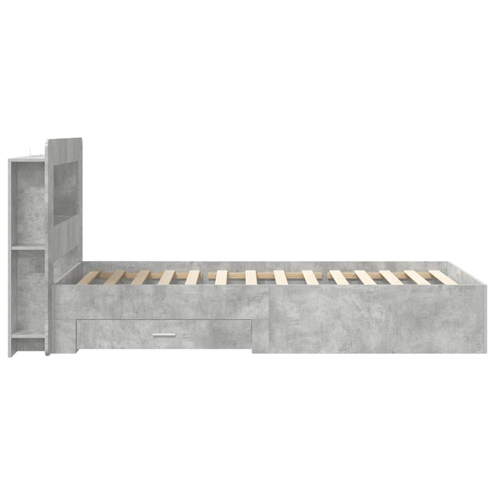 Sengestel med opbevaring Betongrå 75 x 190 cm Konstrueret træ