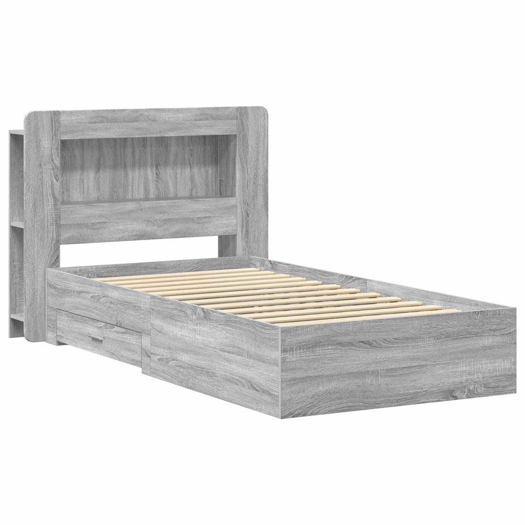 Sengestel med opbevaring Grå Sonoma 75 x 190 cm Konstrueret træ