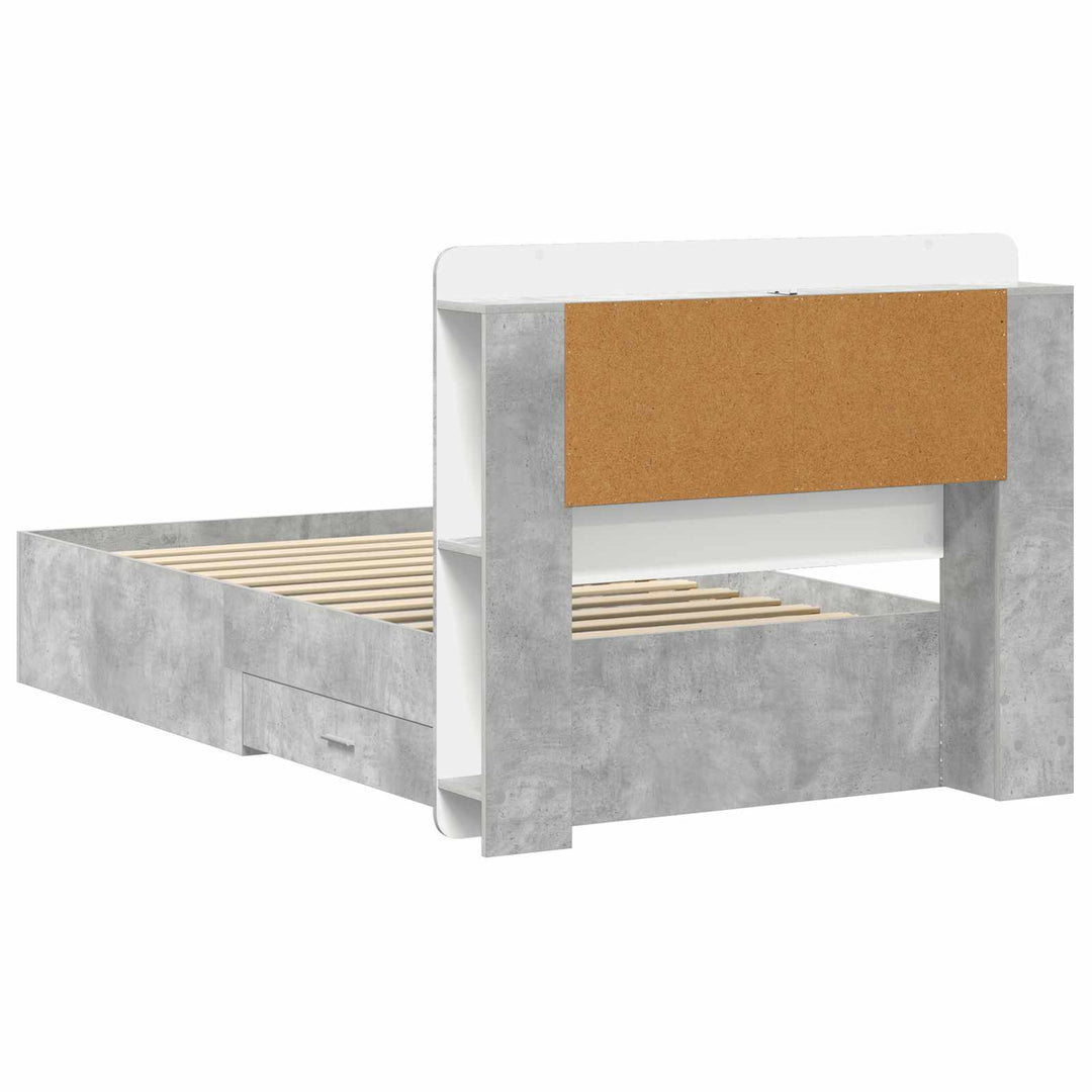 Sengestel med opbevaring Betongrå 80 x 200 cm Konstrueret træ