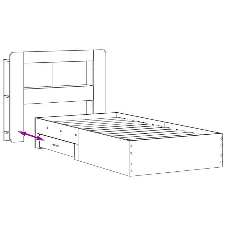 Sengestel med opbevaring Sonoma-eg 90 x 190 cm Konstrueret træ