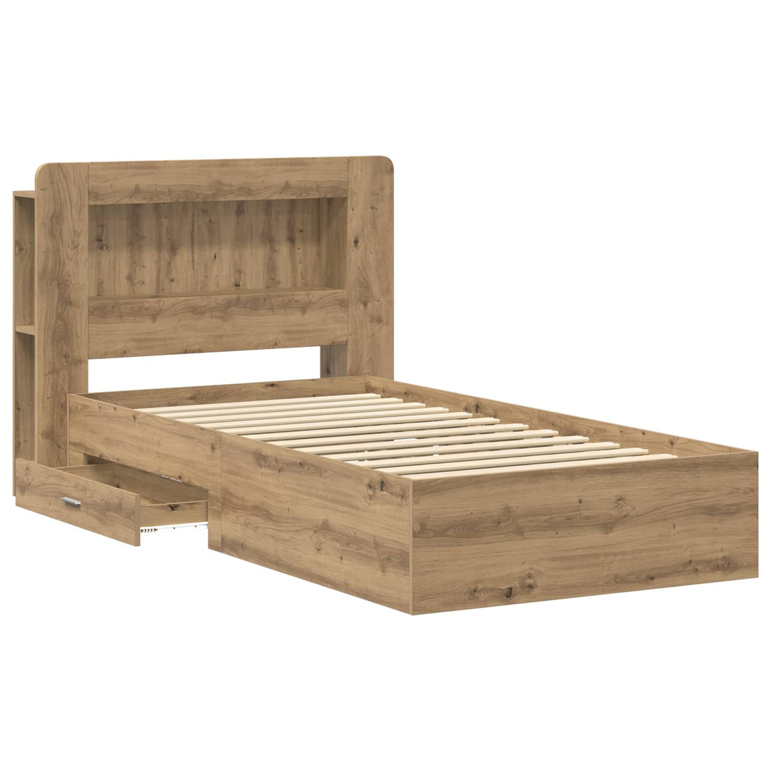 Sengestel med opbevaring med hovedgærde Artisan-eg 100 x 200 cm