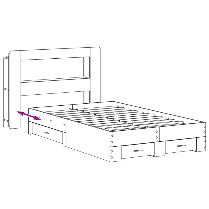 Sengestel med opbevaring Gammelt træ 120 x 190 cm