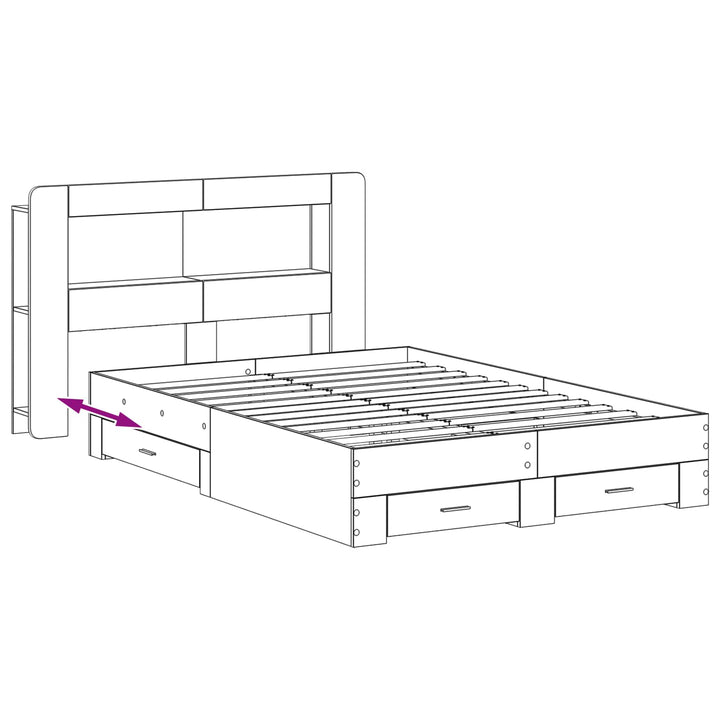 Sengestel med opbevaring Røget eg 150 x 200 cm Konstrueret træ