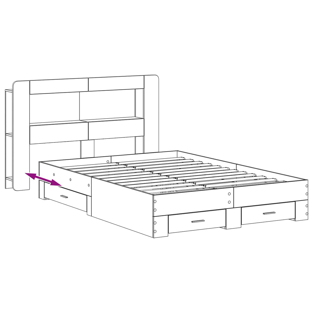 Sengestel med opbevaring Sonoma-eg 150 x 200 cm Konstrueret træ