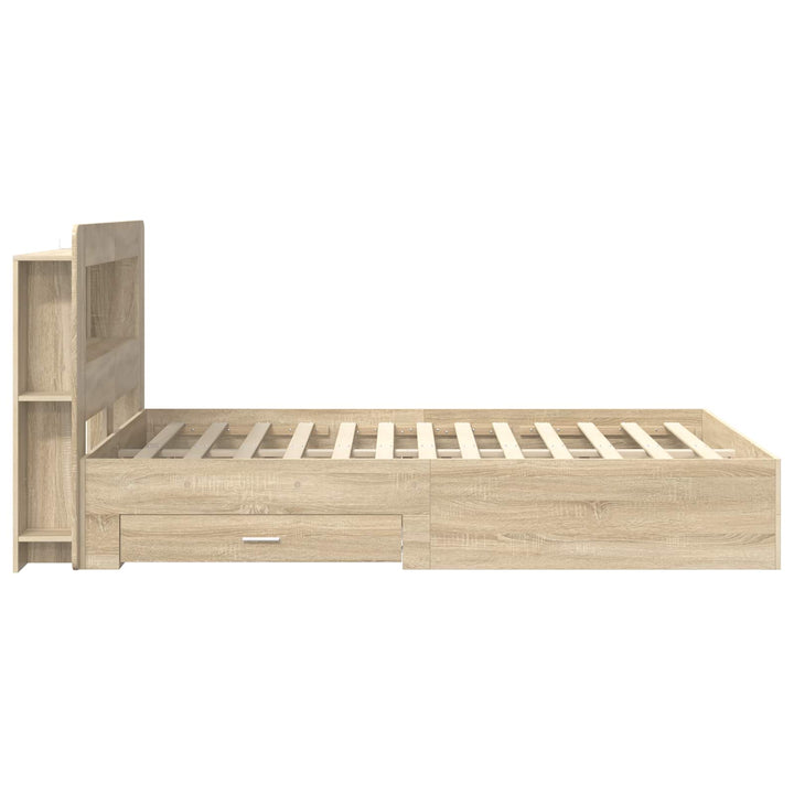 Sengestel med opbevaring Sonoma-eg 150 x 200 cm Konstrueret træ
