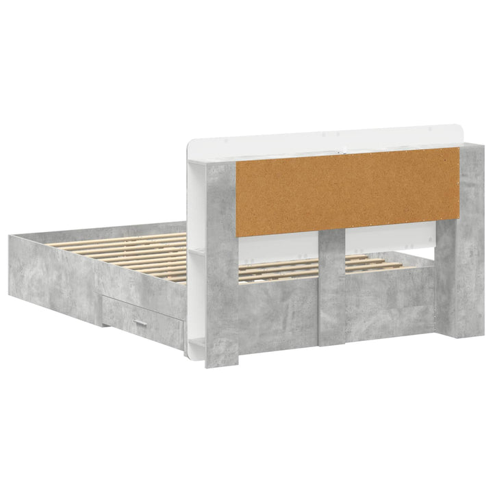 Sengestel med opbevaring Betongrå 160 x 200 cm Konstrueret træ