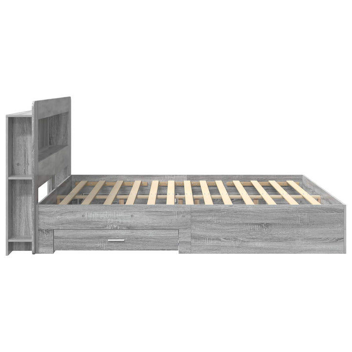 Sengestel med opbevaring med hovedgærde Grå Sonoma 200 x 200 cm