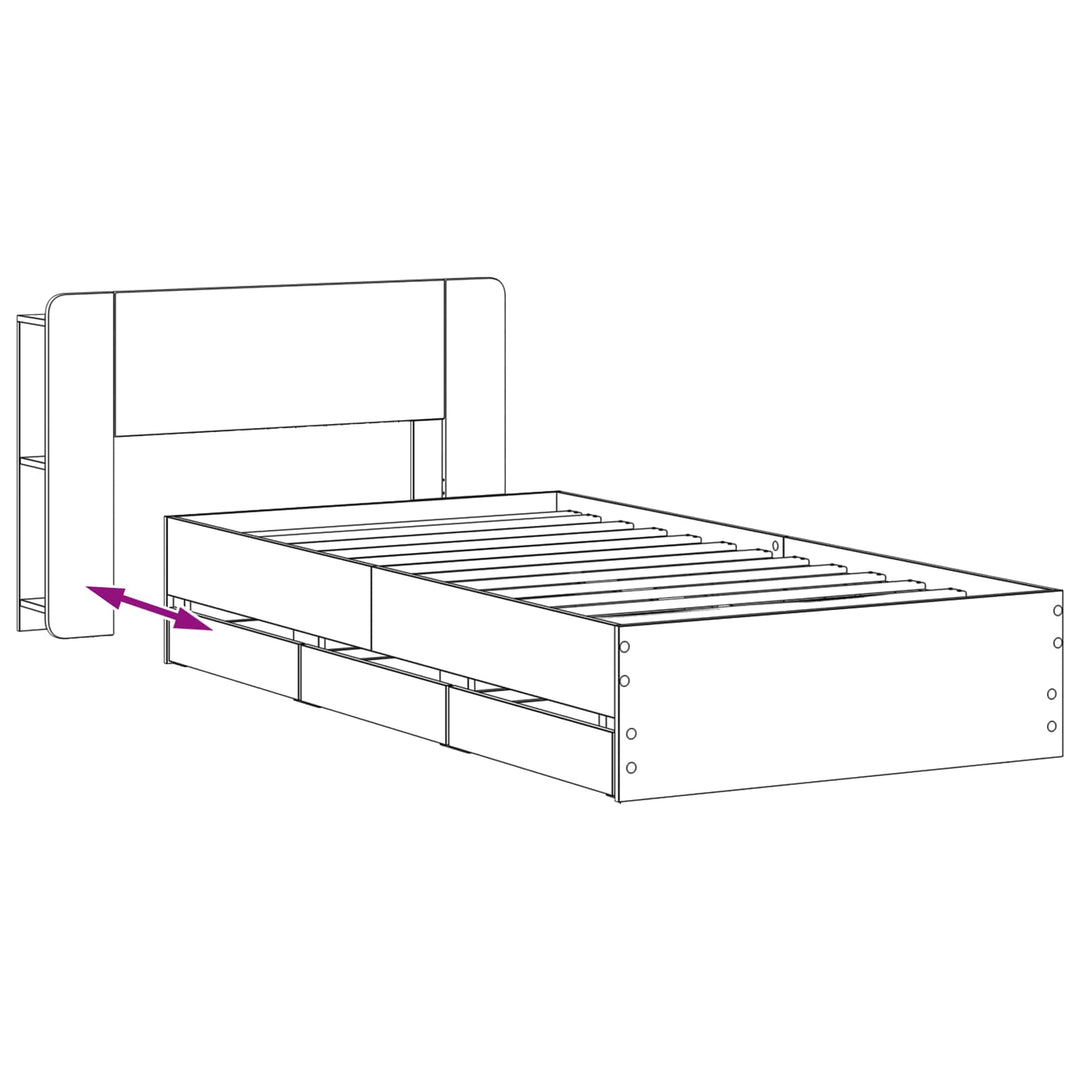 Sengestel med opbevaring og hovedgærde Røget eg 75 x 190 cm
