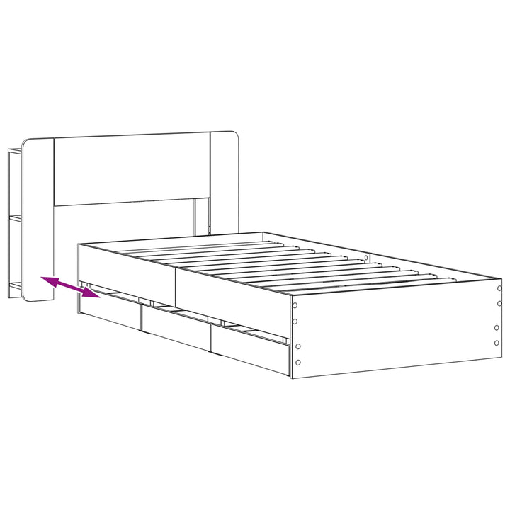 Sengestel med opbevaring og hovedgærde Røget eg 75 x 190 cm