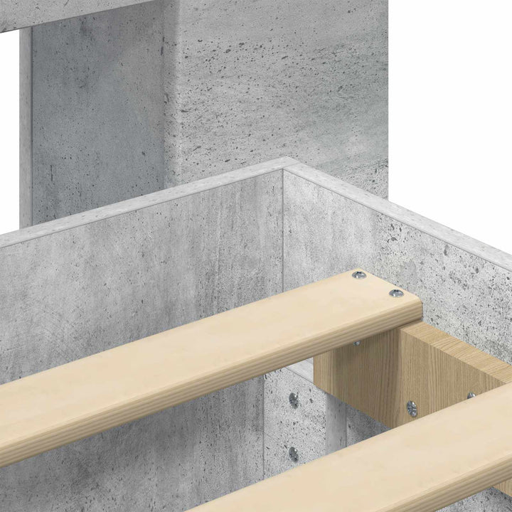 Sengestel med opbevaring og hovedgærde Betongrå 80 x 200 cm