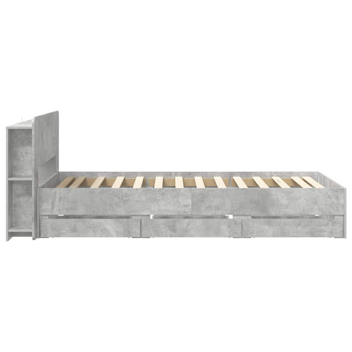Sengestel med opbevaring og hovedgærde Betongrå 80 x 200 cm