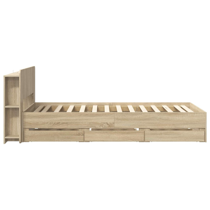 Sengestel med opbevaring og hovedgærde Sonoma-eg 80 x 200 cm