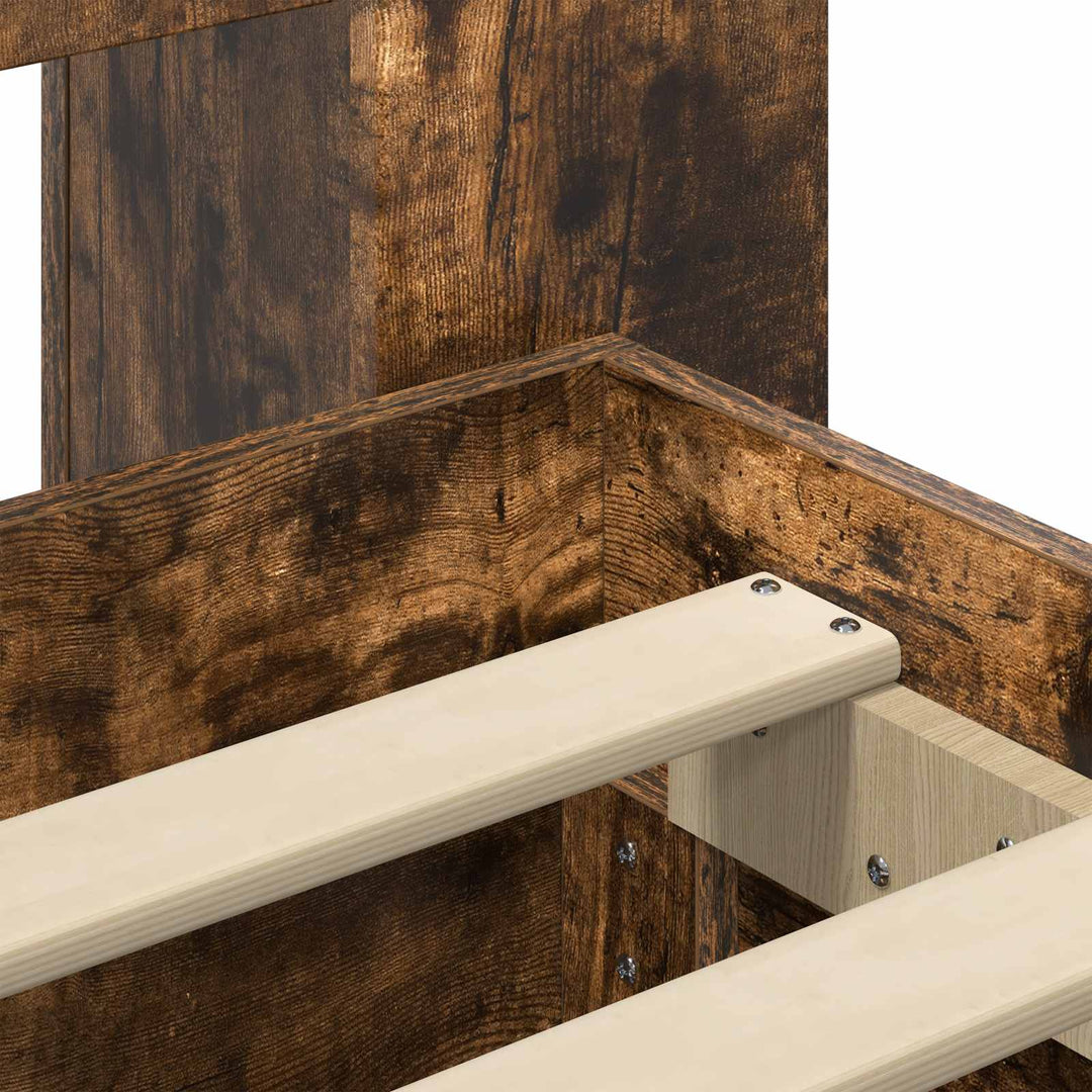 Sengestel med opbevaring og hovedgærde Røget eg 100 x 200 cm