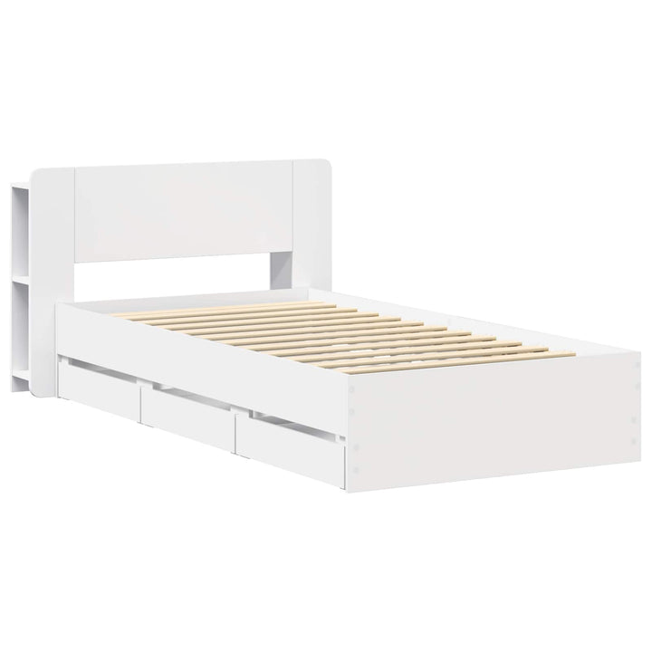 Sengestel med opbevaring Hvid 100 x 200 cm Konstrueret træ