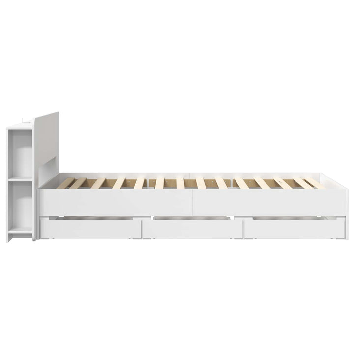 Sengestel med opbevaring Hvid 100 x 200 cm Konstrueret træ