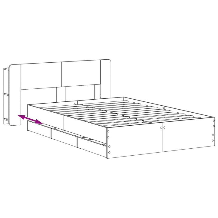 Sengestel med opbevaring og hovedgærde Hvid 150 x 200 cm