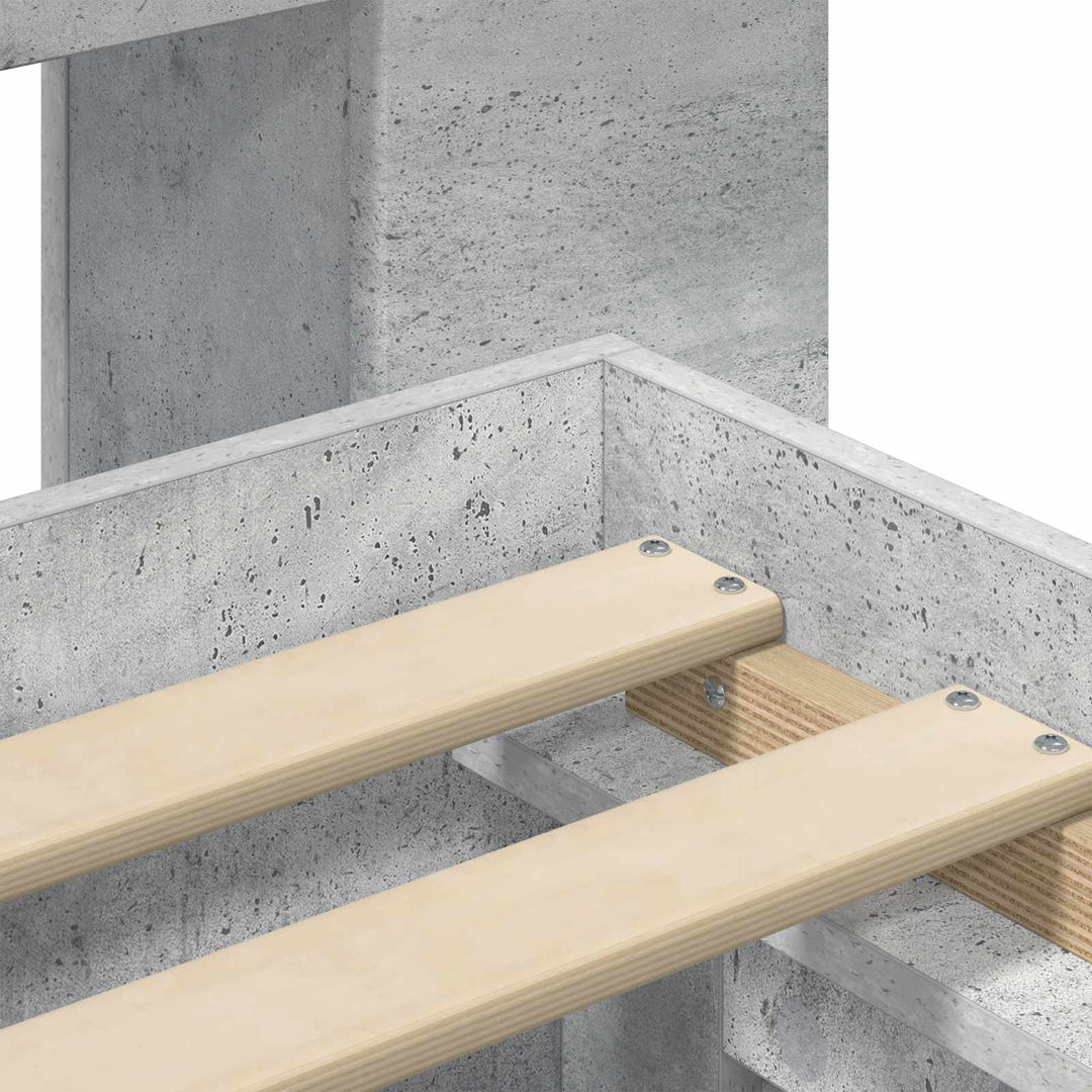 Sengestel med opbevaring og hovedgærde Betongrå 75 x 190 cm