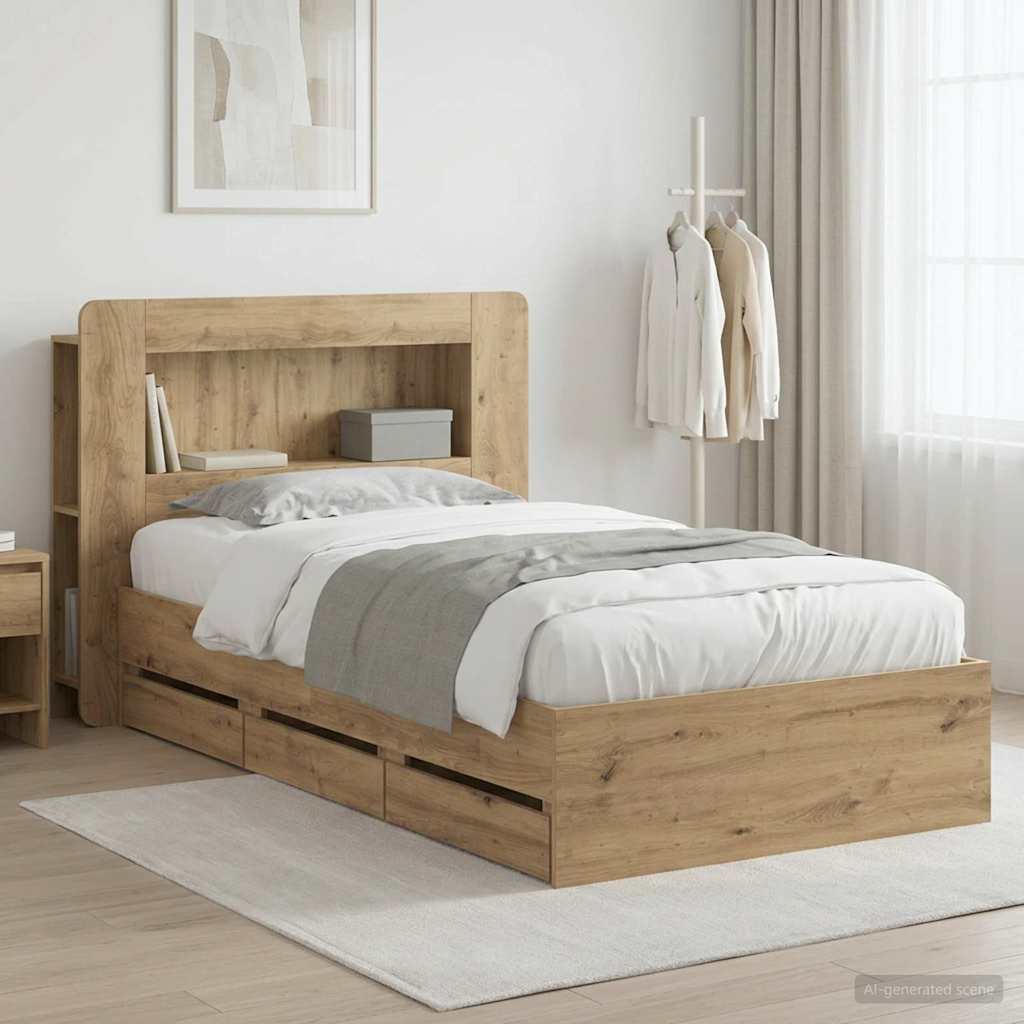 Sengestel med opbevaring Artisan-eg 80 x 200 cm Konstrueret træ