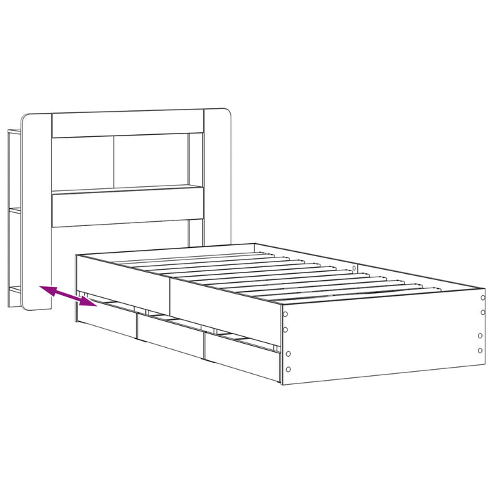 Sengestel med opbevaring og hovedgærde Røget eg 80 x 200 cm