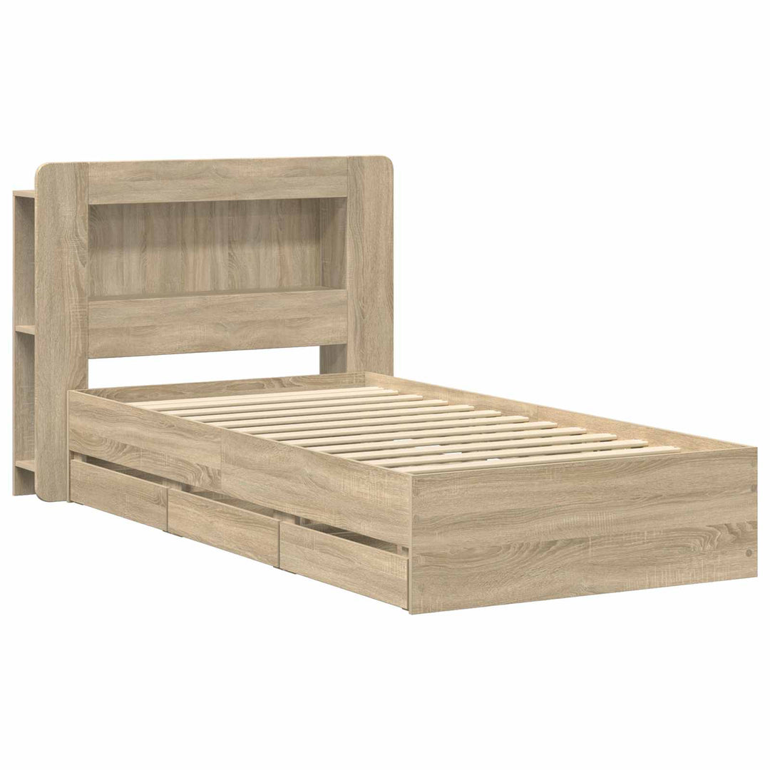 Sengestel med opbevaring og hovedgærde Sonoma-eg 80 x 200 cm