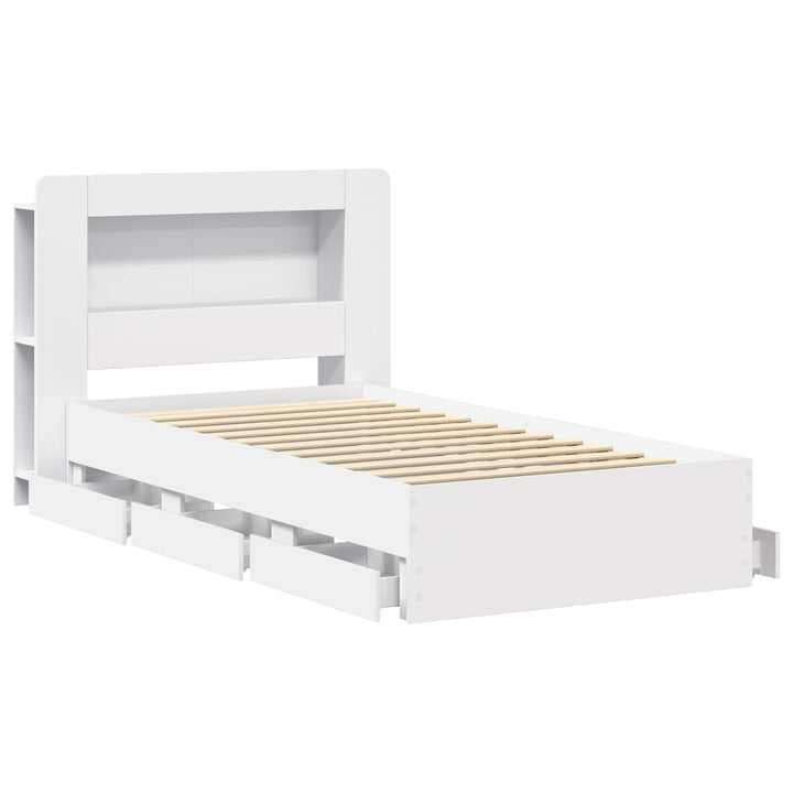 Sengestel med opbevaring og hovedgærde Hvid 80 x 200 cm