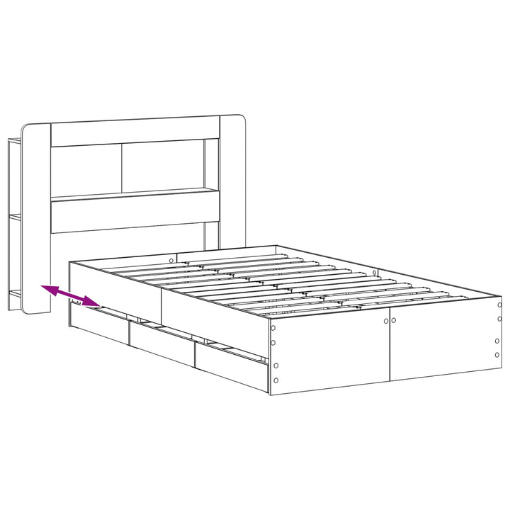Sengestel med opbevaring Røget eg 120 x 190 cm Konstrueret træ