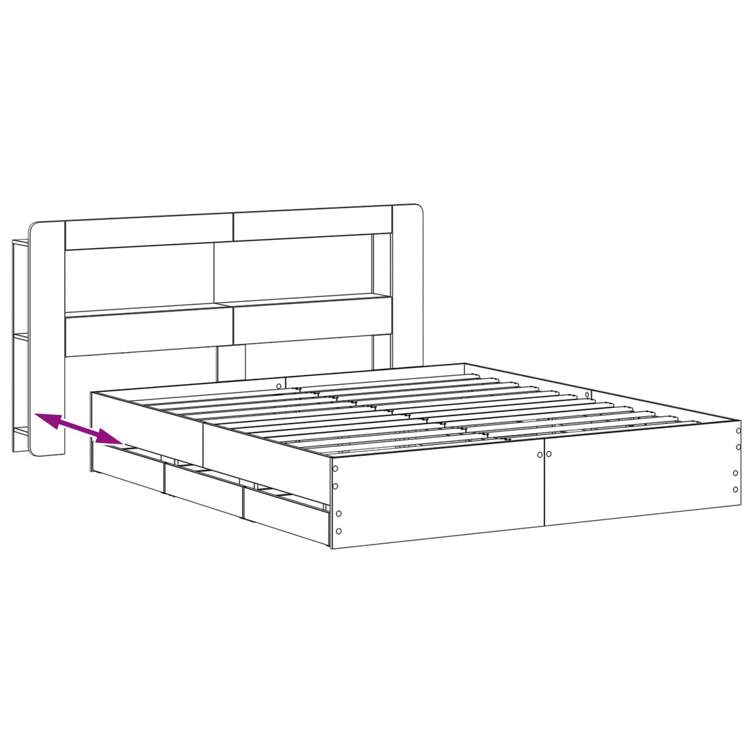 Sengestel med opbevaring og hovedgærde Sort 180 x 200 cm