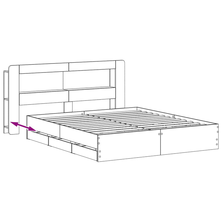 Sengestel med opbevaring og hovedgærde Sort 180 x 200 cm
