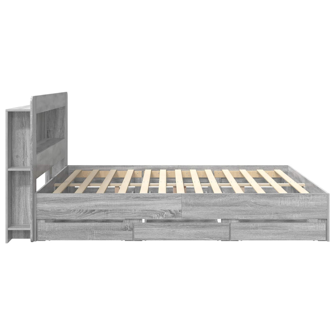 Sengestel med opbevaring med hovedgærde Grå Sonoma 200 x 200 cm