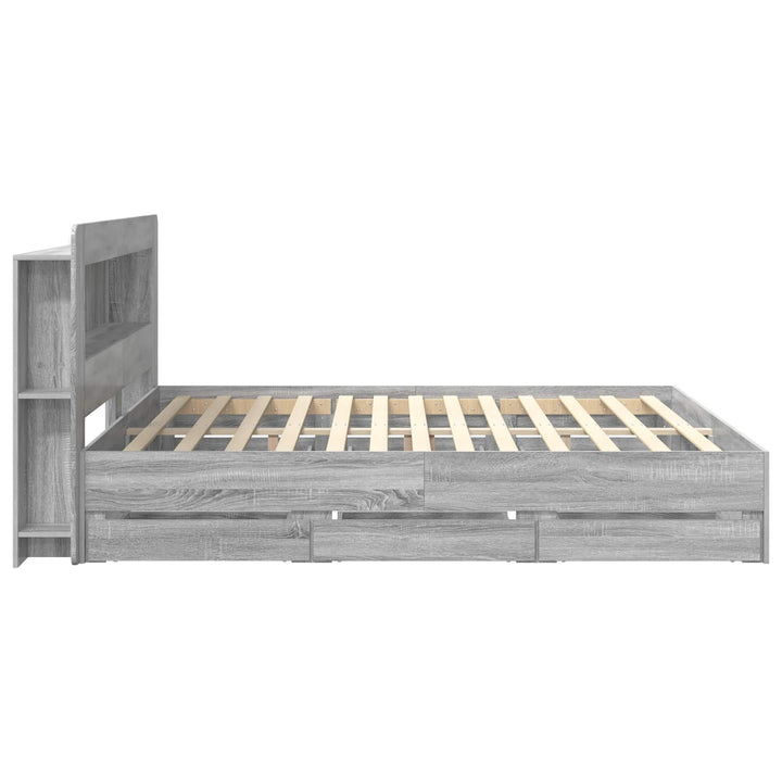 Sengestel med opbevaring med hovedgærde Grå Sonoma 200 x 200 cm